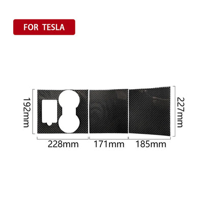 3pcs Carbon Fiber Center Console Cup Holder Wrap Trim fit For Tesla Model 3
