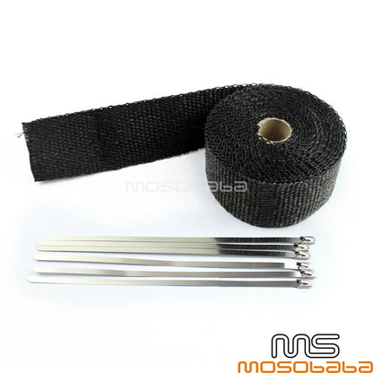 Black Pipe Wrap Exhaust Turbo Heat Manifold Header 2" for Car