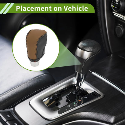 Car Gear Shift Knob Cover for Honda Civic (2016-2021) - Brown Black Faux Leather