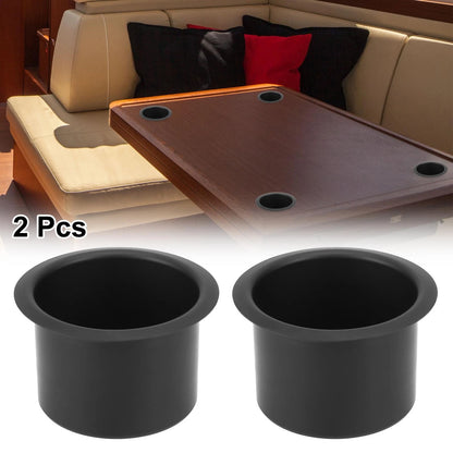 2 x Aluminum Alloy Bottle Cup Drink Holder Insert Black for Marine Boats RVs