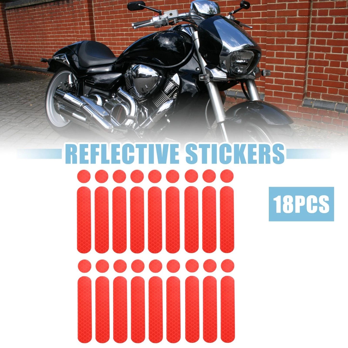18pcs Reflective Safety Stickers PET for Helmet for Bicycle Motorcycle Red