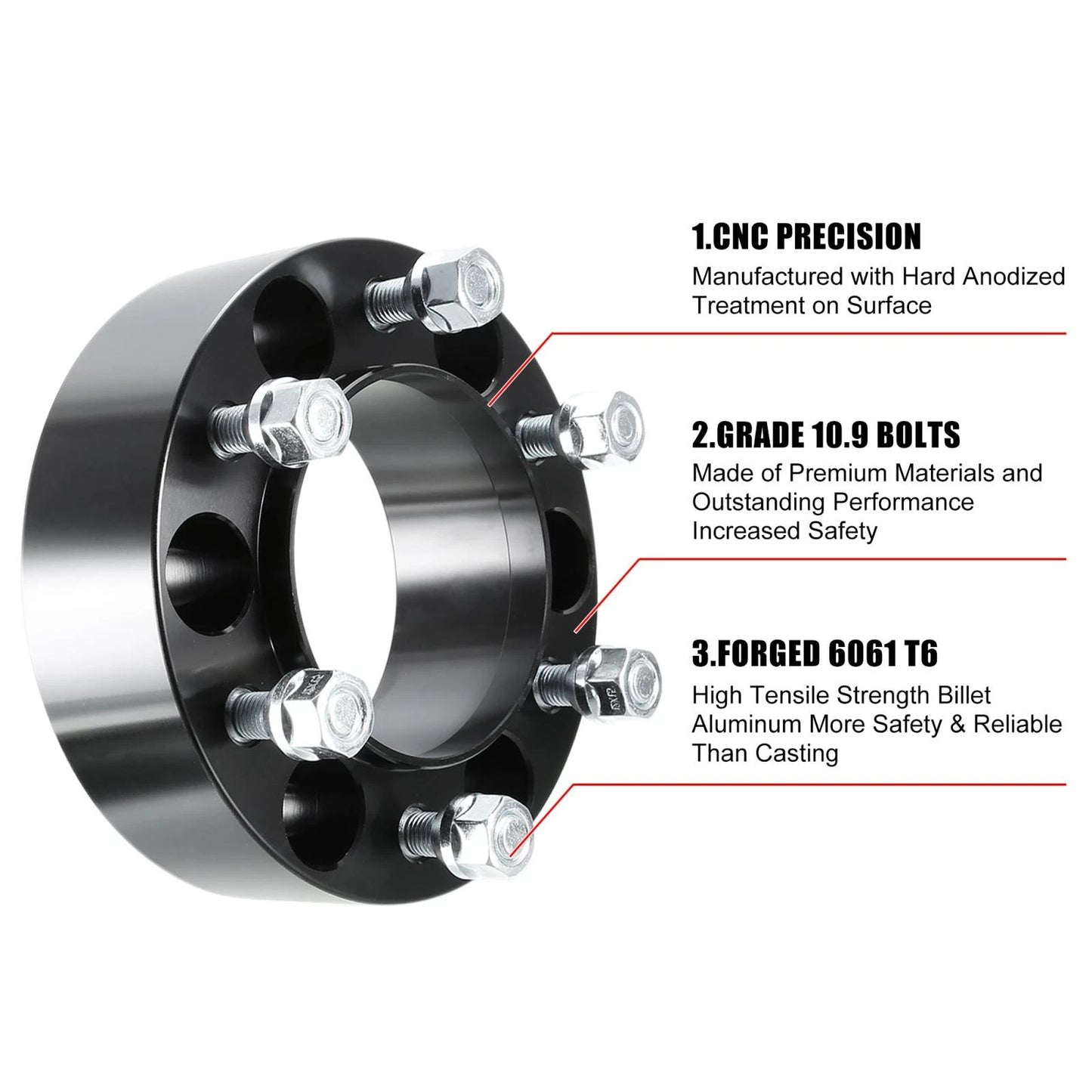4pcs 2" Thick M12x1.5 6x5.5" Wheel Spacers Adapters