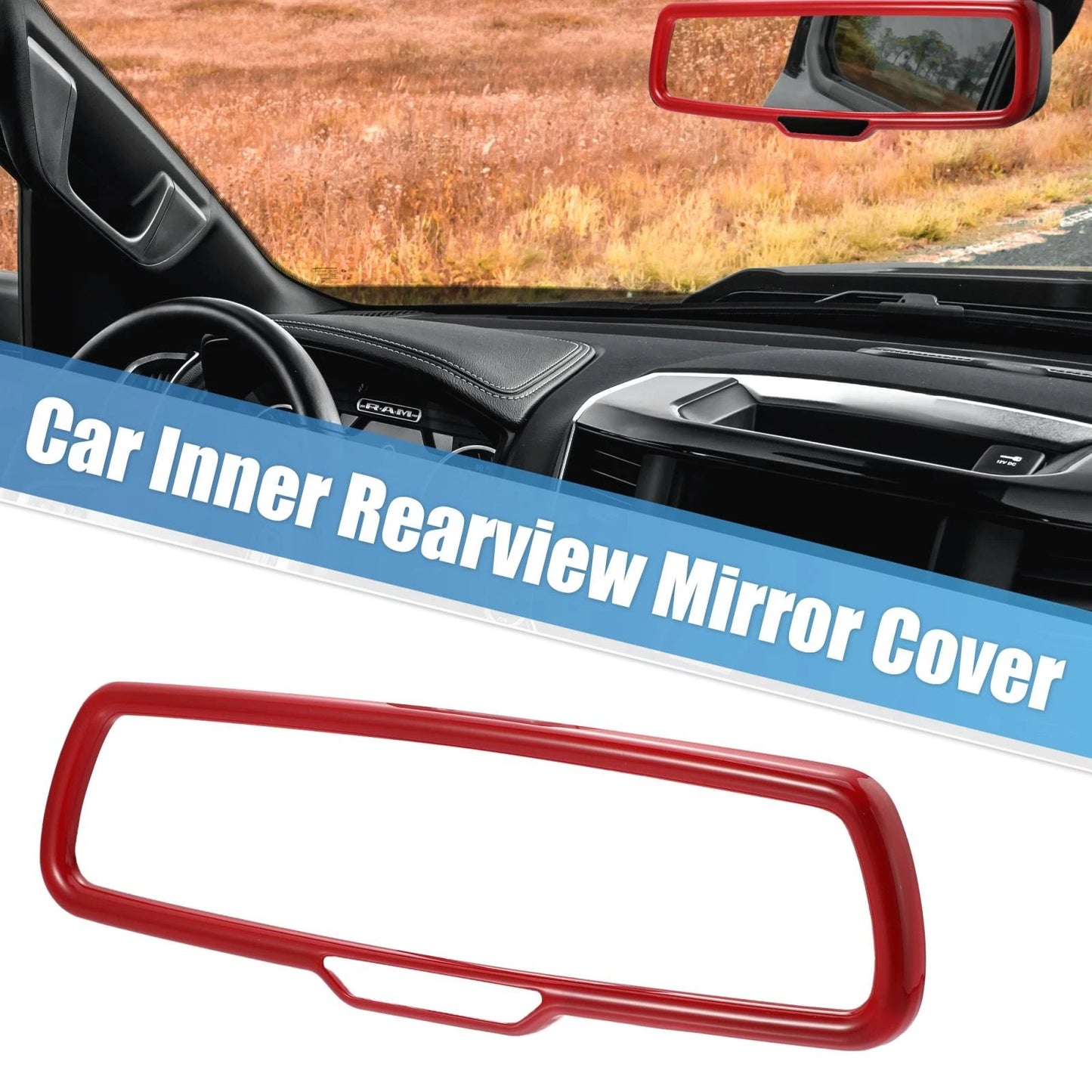 Interior Rearview Mirror Cover Trims ABS Red for Dodge Challenger (2015-2020)