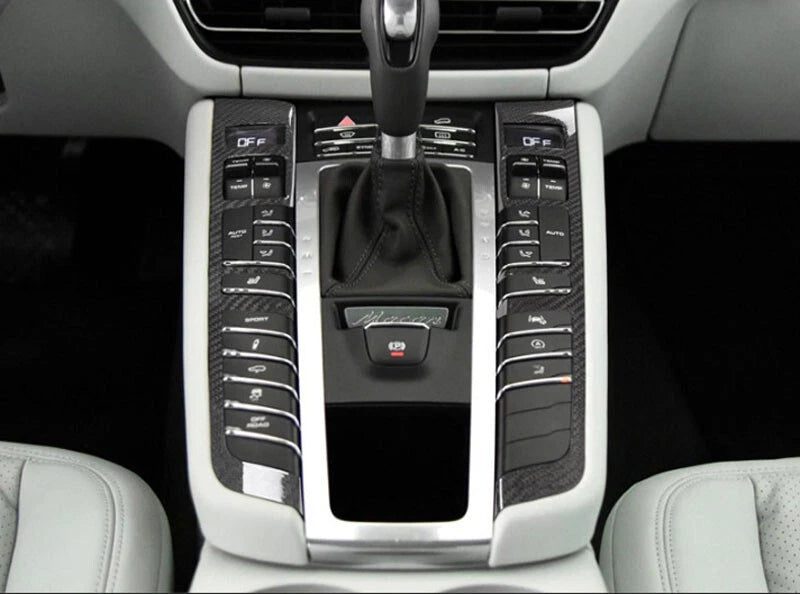 Real Carbon Fiber Center Console Multimedia Buttons Trim Fit For Macan 2015-2020