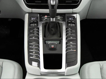Real Carbon Fiber Center Console Multimedia Buttons Trim Fit For Macan 2015-2020