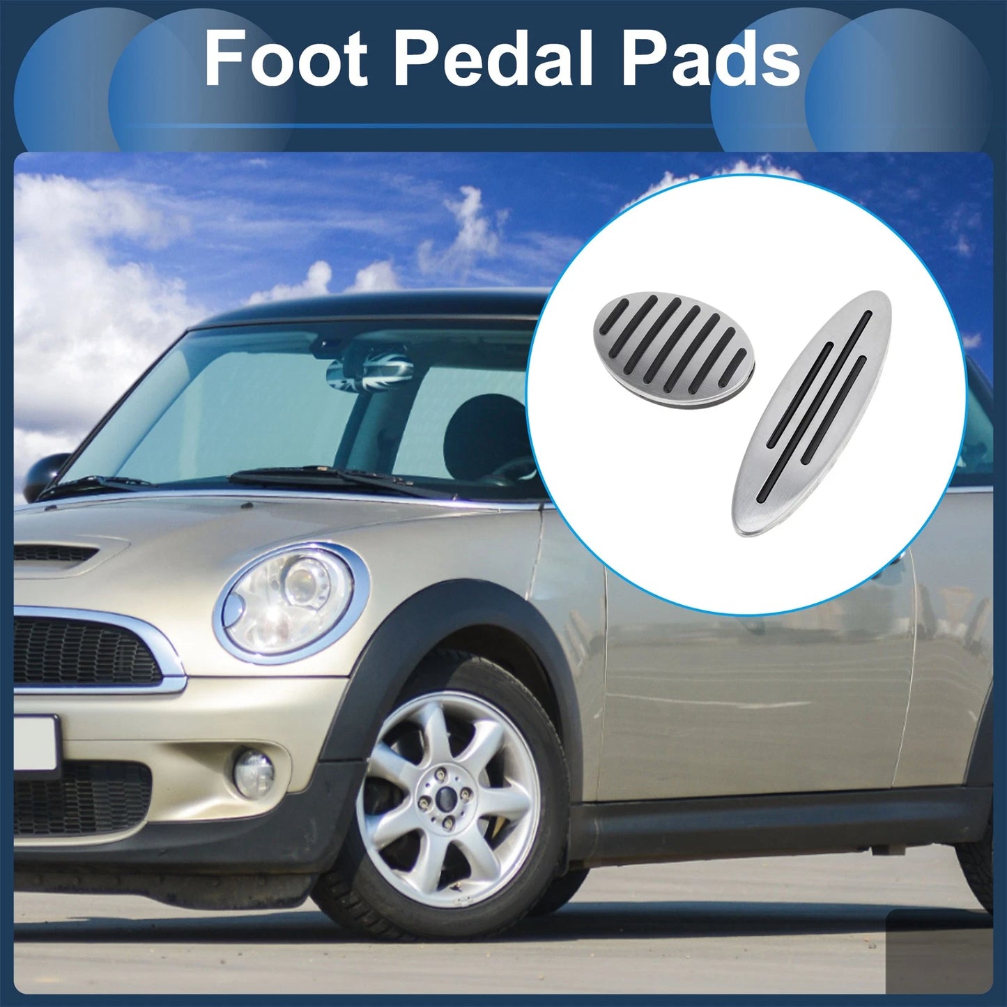Automatic Footrest Pedals Cover Set for Mini R57 F57 (2009-2023) Silver Tone
