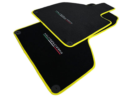 Floor Mats for Lamborghini Huracan Coupe Yellow Black Tailored Carpet (2014-2023)
