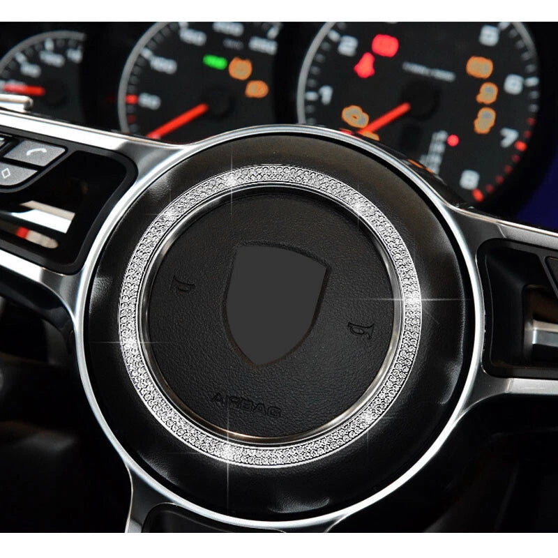 Crystal Steering Wheel Center Circle Cover Ring Fit For Porsche Macan 2015-2020