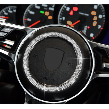 Crystal Steering Wheel Center Circle Cover Ring Fit For Porsche Macan 2015-2020