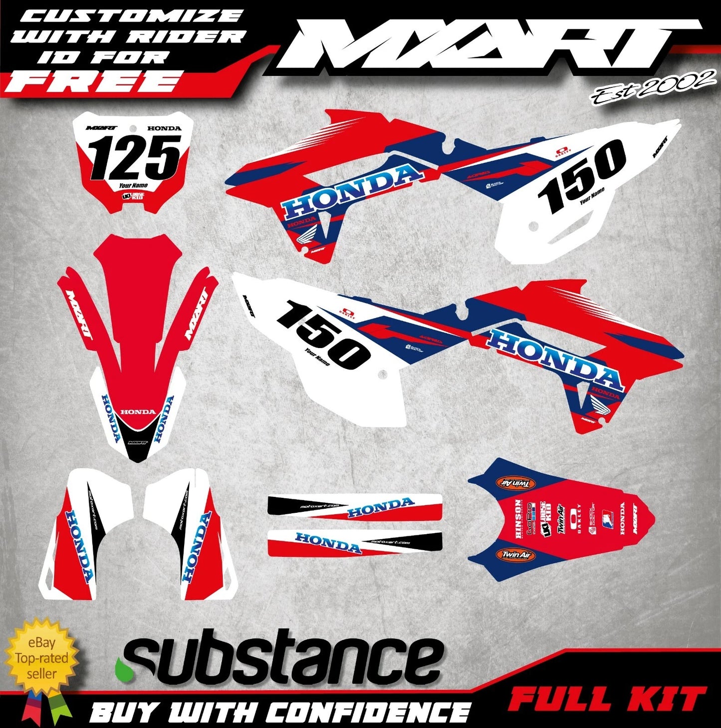 Full Custom Decal Kit for Honda CRF 450 (2021-2022) - VOLT Style Stickers