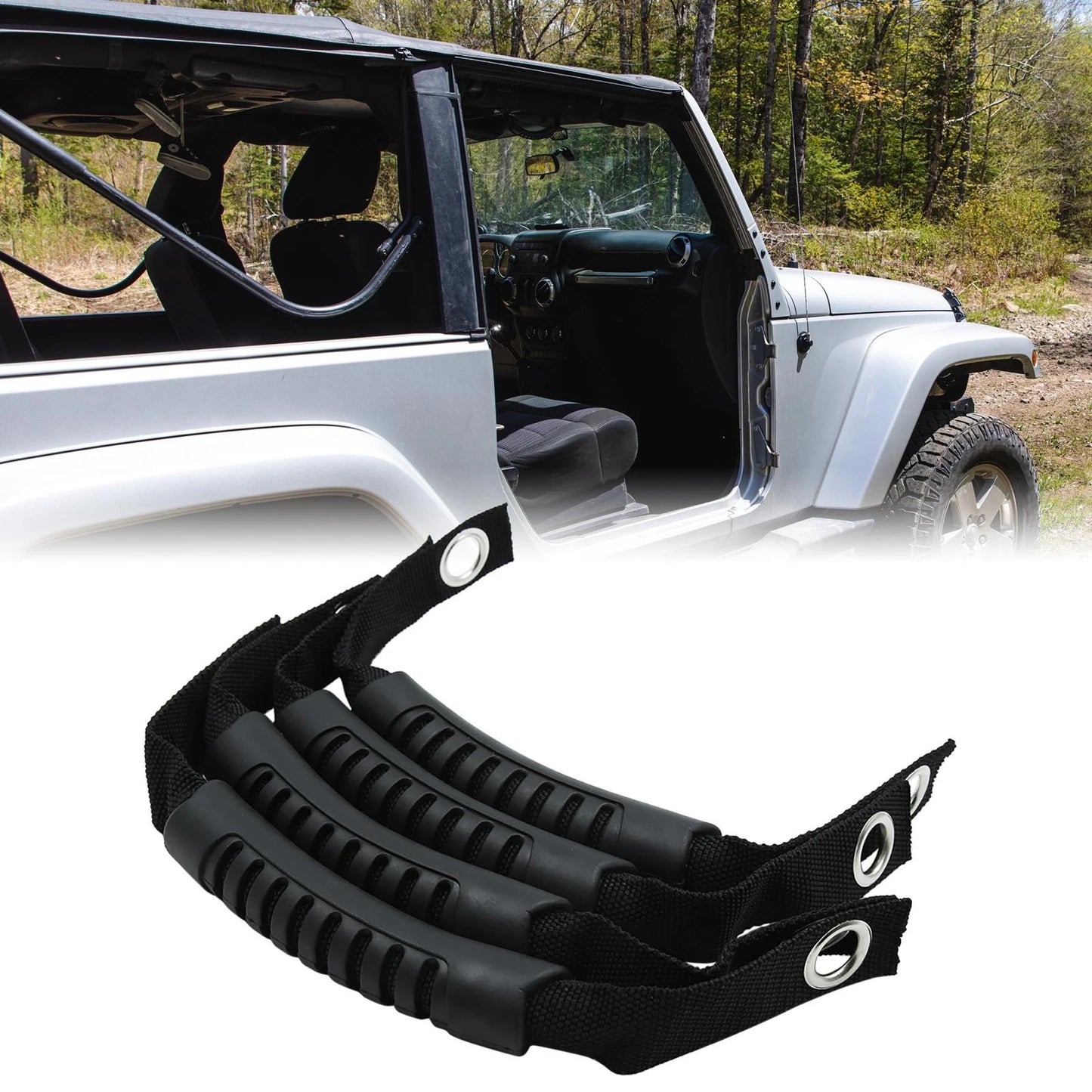 4pcs Black Rear Seat Grab Handle Grip for Jeep Wrangler (2007-2023)