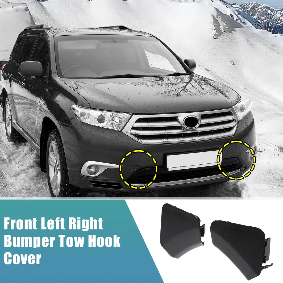 Pair Car Unpainted Front Bumper Tow Hook Cover for Toyota Highlander Black