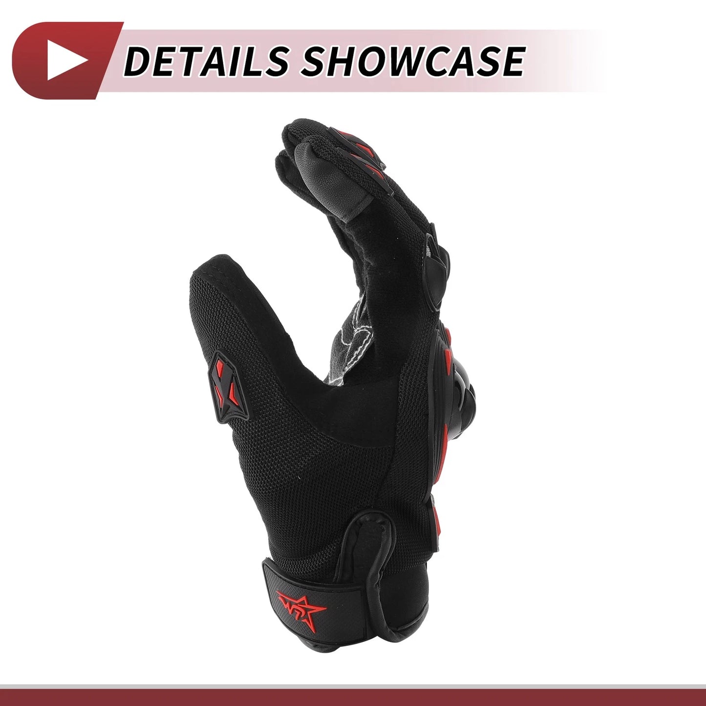 Pair XL Motorcycle Glove Heat Dissipation Cycling Glove Black Red Polar Fleece