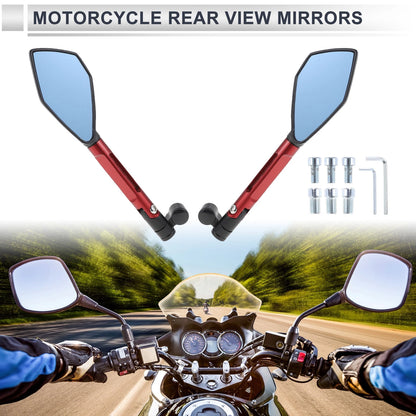 M8/M10 Rear View Mirrors for Motorcycle Black Red Aluminum Alloy 1 Set