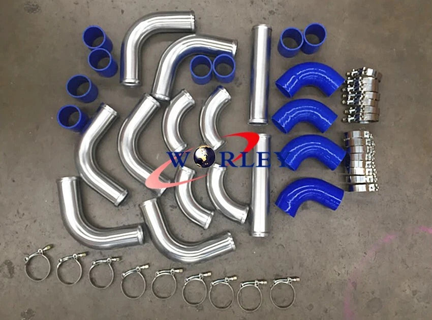 2" Aluminum Universal Intercooler Turbo Piping Hose T-Clamp Kit for Cars