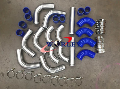 2" Aluminum Universal Intercooler Turbo Piping Hose T-Clamp Kit for Cars