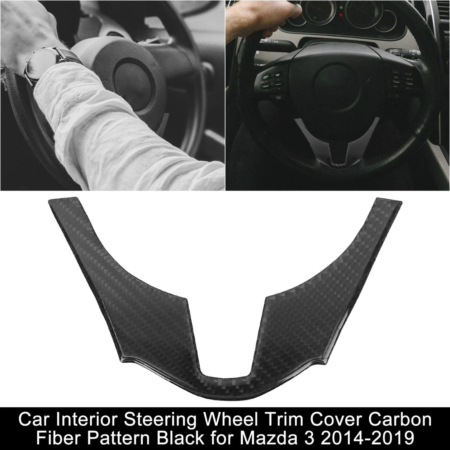 Carbon Fiber Steering Wheel Trim Cover for Mazda 3 (2014-2016)
