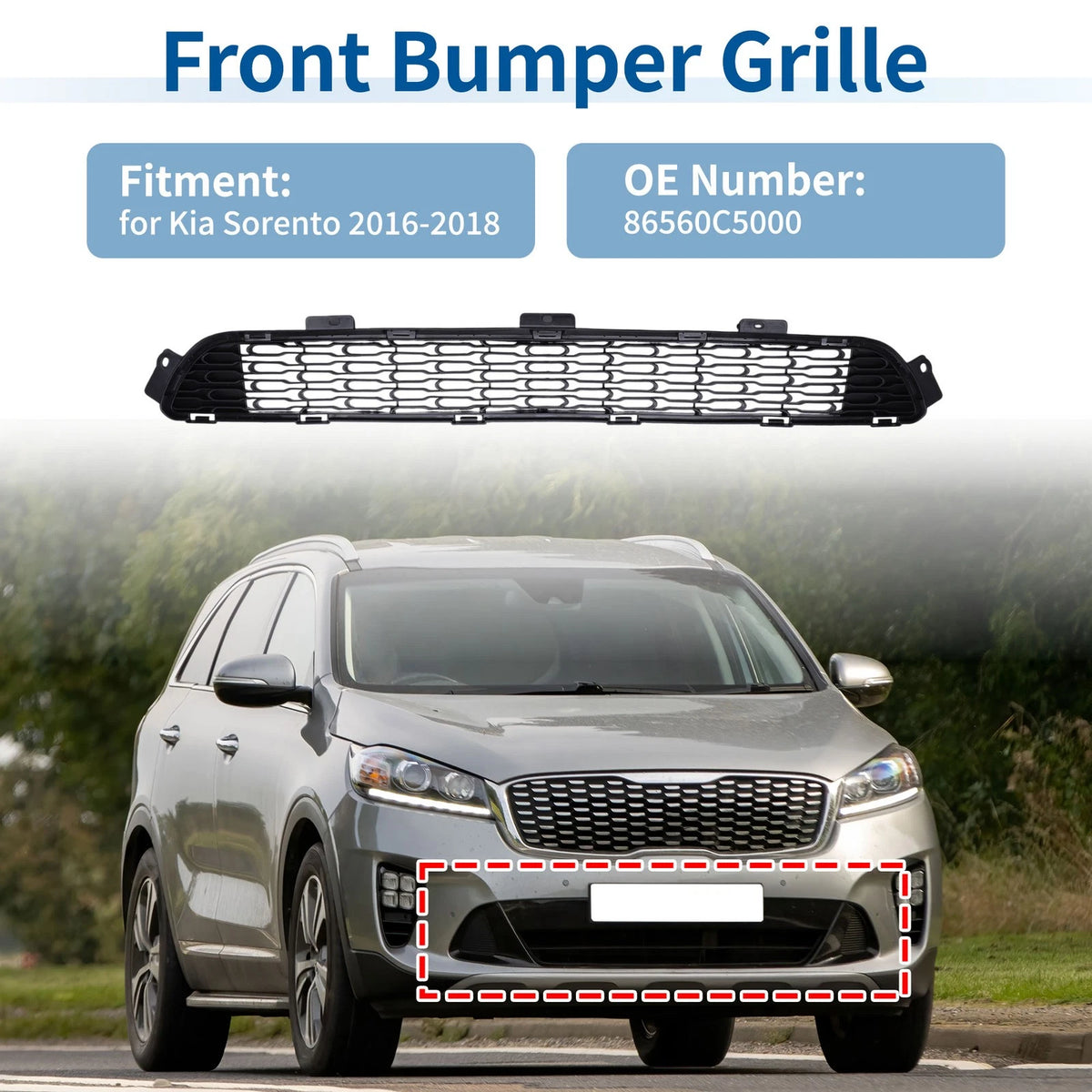 Lower Grille Bumper Cover for Kia Sorento (2016-2018) 1 Pcs