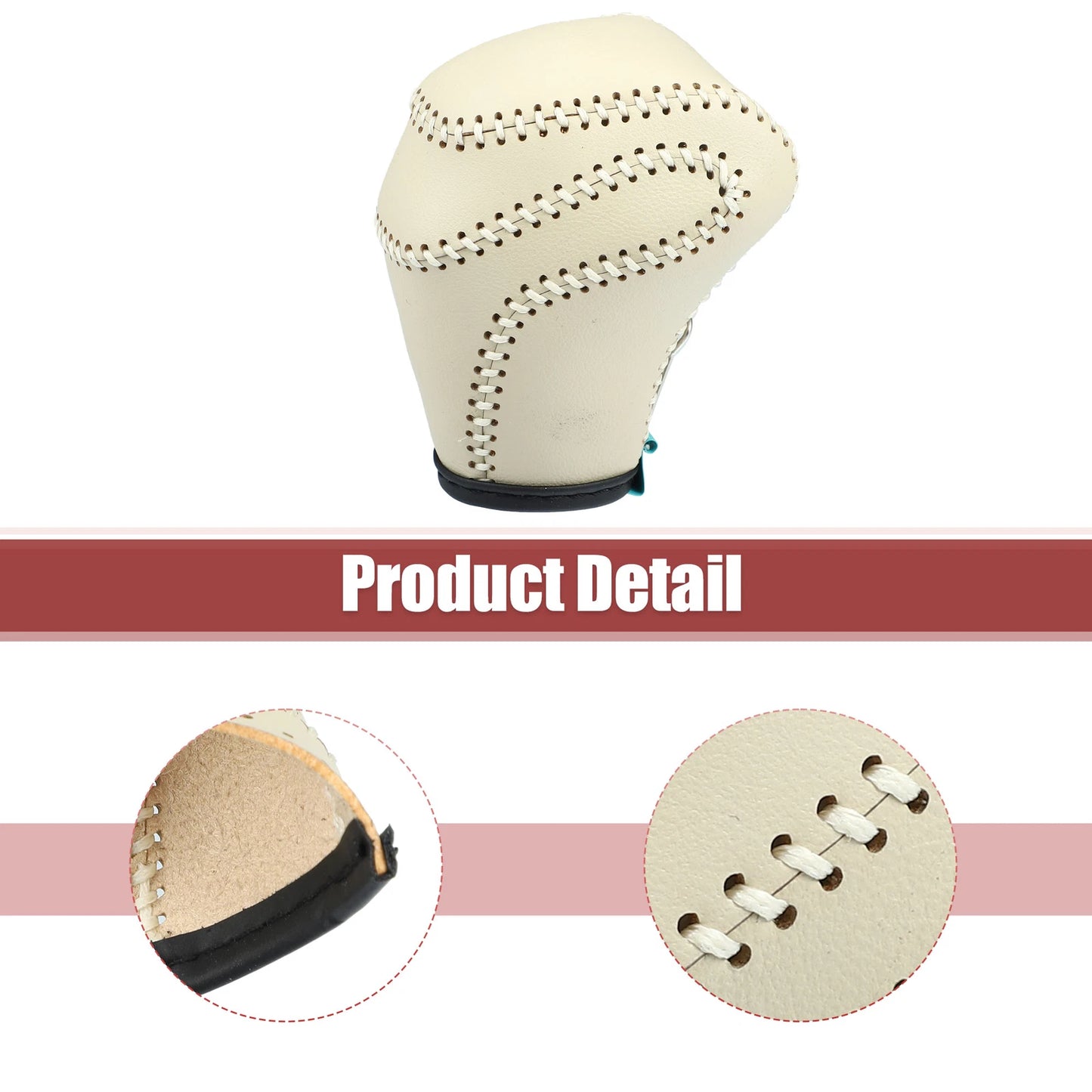 Gear Shift Knob Cover for Toyota Land Cruiser Prado (2010-2023) Beige Stitched