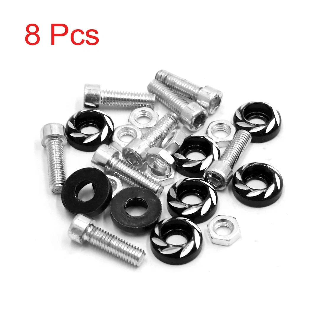 8Pcs 6mm Threaded Motorcycle Plate Frame Screw Bolt Cap Fastener for Motorcycle