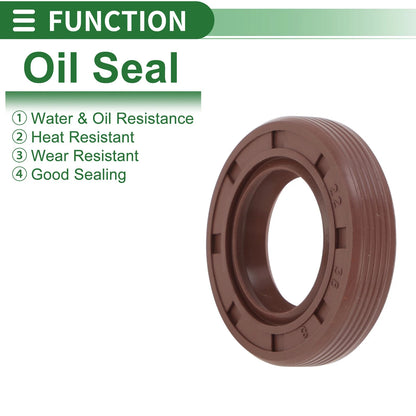 Oil Seal FKM Rubber 22x38x8mm High Pressure Brown 5 Pcs
