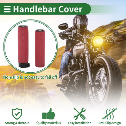 Handlebar Grips 25mm Cover Kit TPU Dark Red for Motorcycle