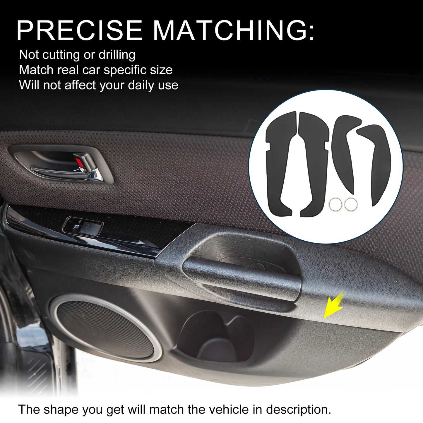Car Door Leather Anti Kick Pad Sticker for Mercedes-Benz GLA (2015) - Black Set