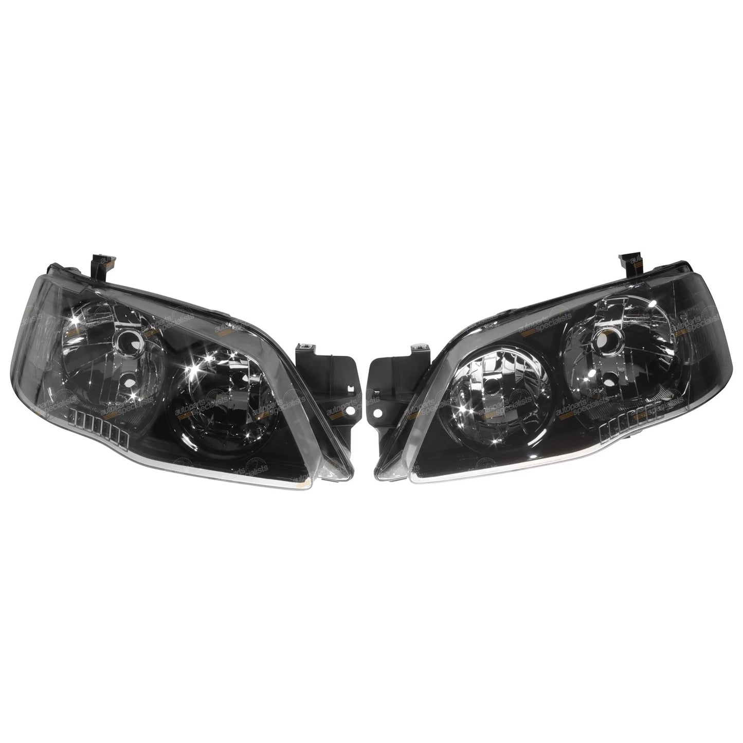 LH+RH Black Headlights for Ford Falcon BF Series 2 Futura XT (2005-2008)