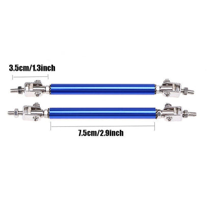 Blue Adjustable Front Bumper Lip Splitter Strut Rod Tie Support Bar for Universal