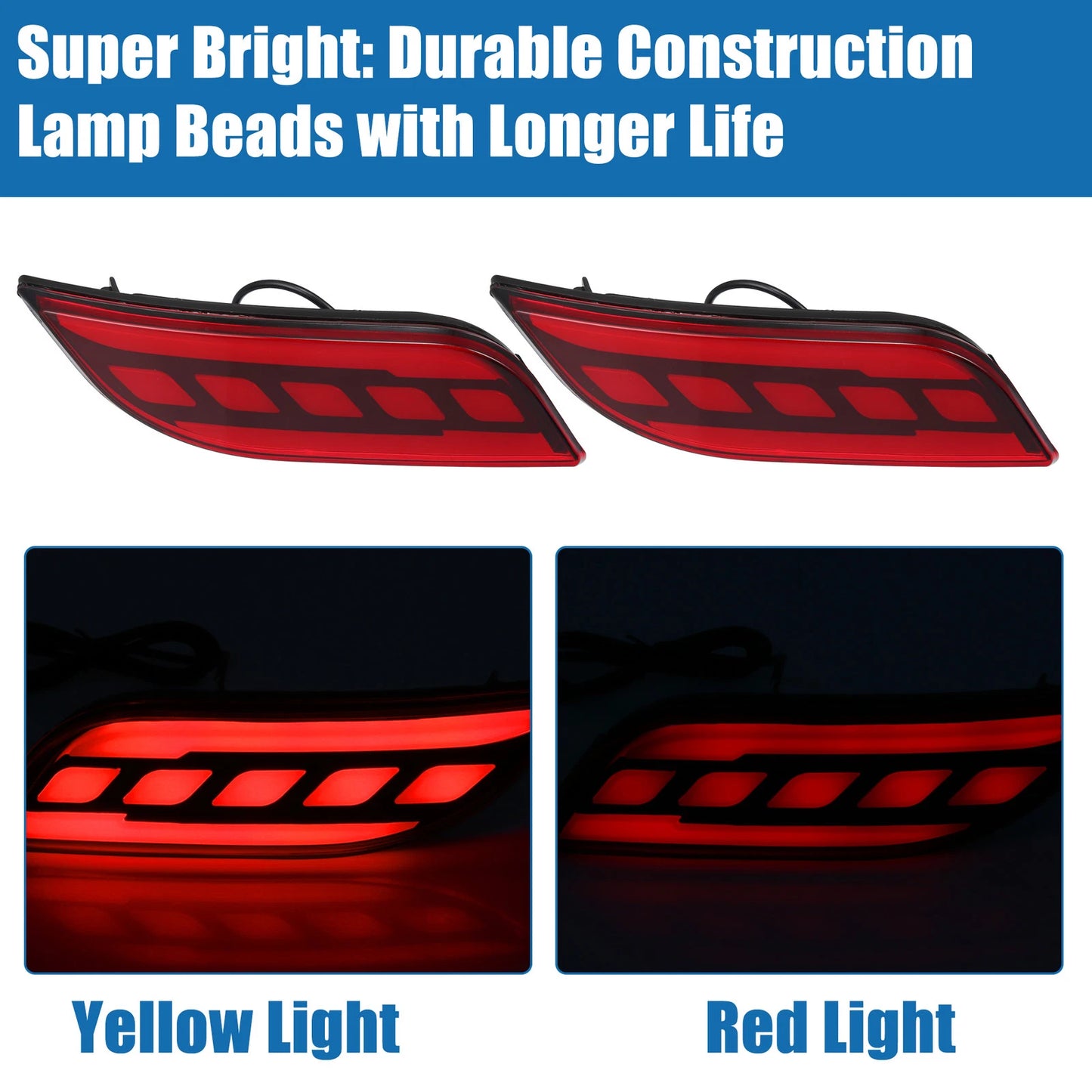 Rear Bumper Reflector Lights  Red Amber for Jeep Compass (2007-2023)