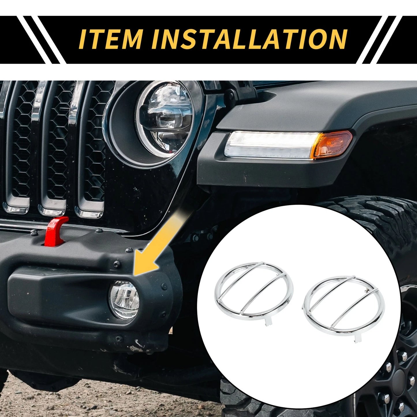 Turn Signal Light Grill Guard Protector Caps for Jeep Wrangler (2007-2017)