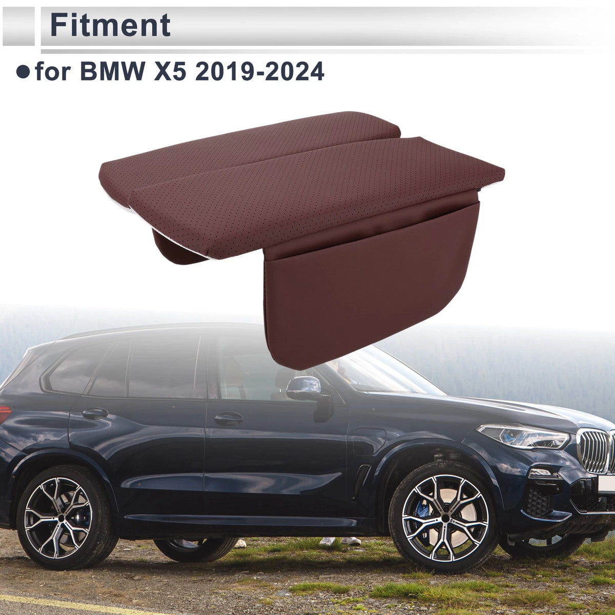 Center Console Cover with Storage Bag for BMW X5 (2019-2024) Dark Red