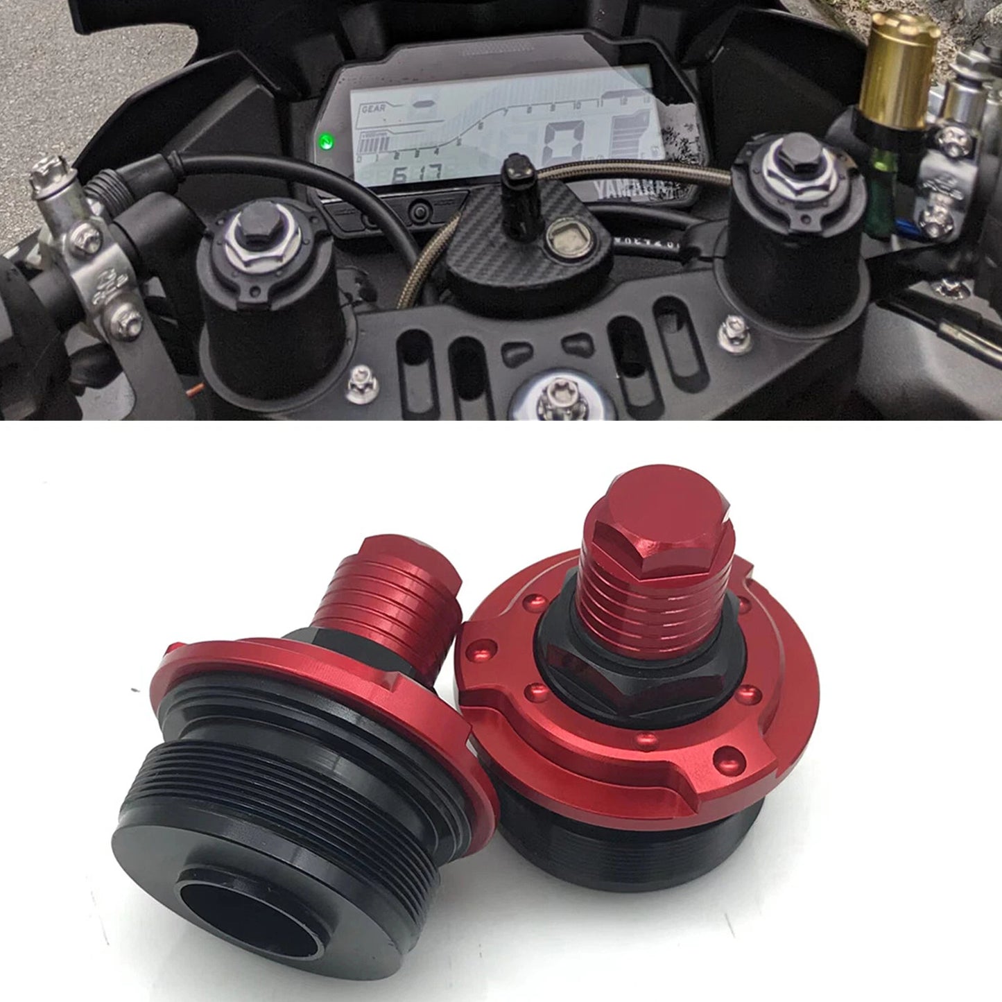 Front Fork Shock Adjuster Screws 2 x Red for YAMAHA R15 V3 (2017-2021)