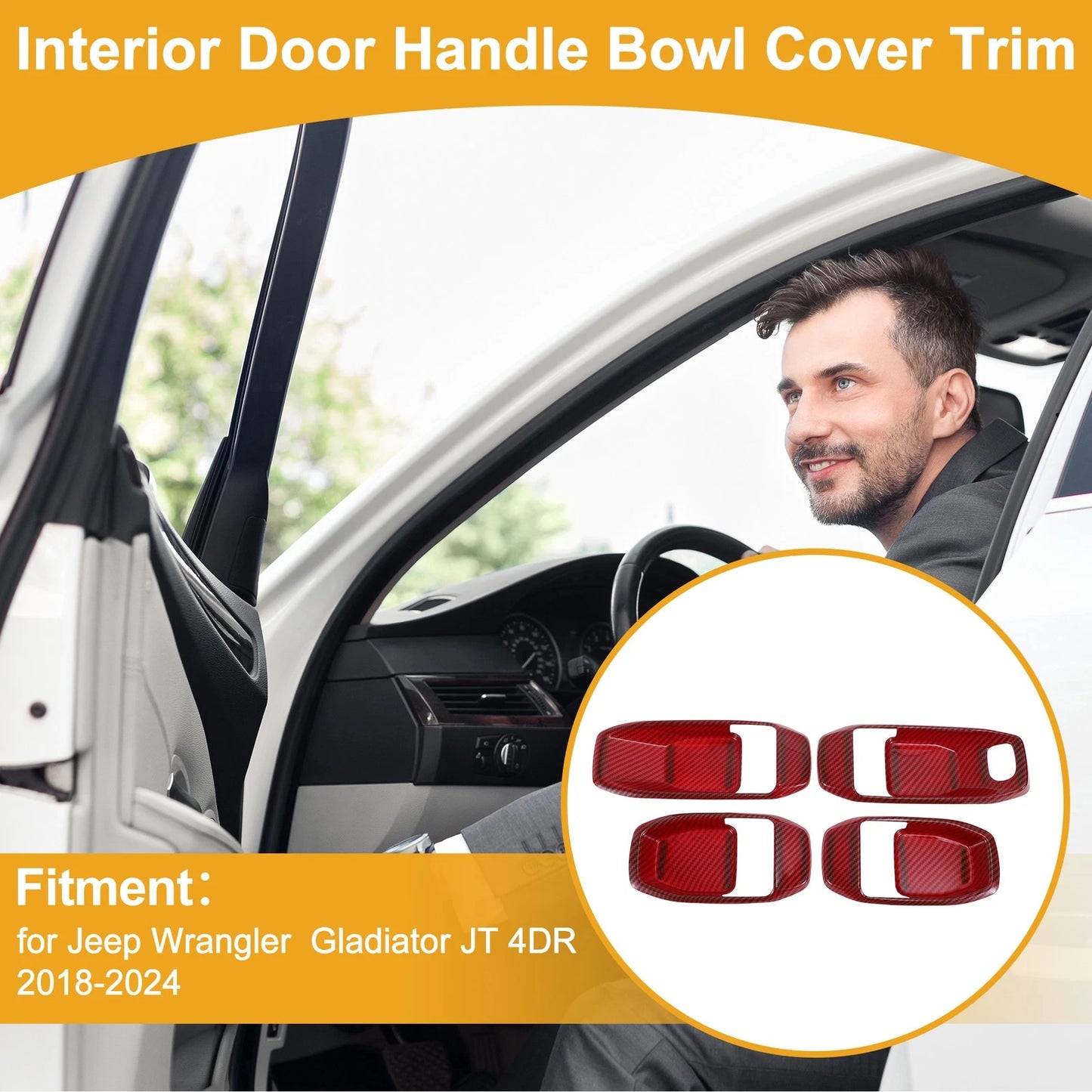 Interior Door Handle Bowl Cover for Jeep Wrangler Gladiator (2018-2024)