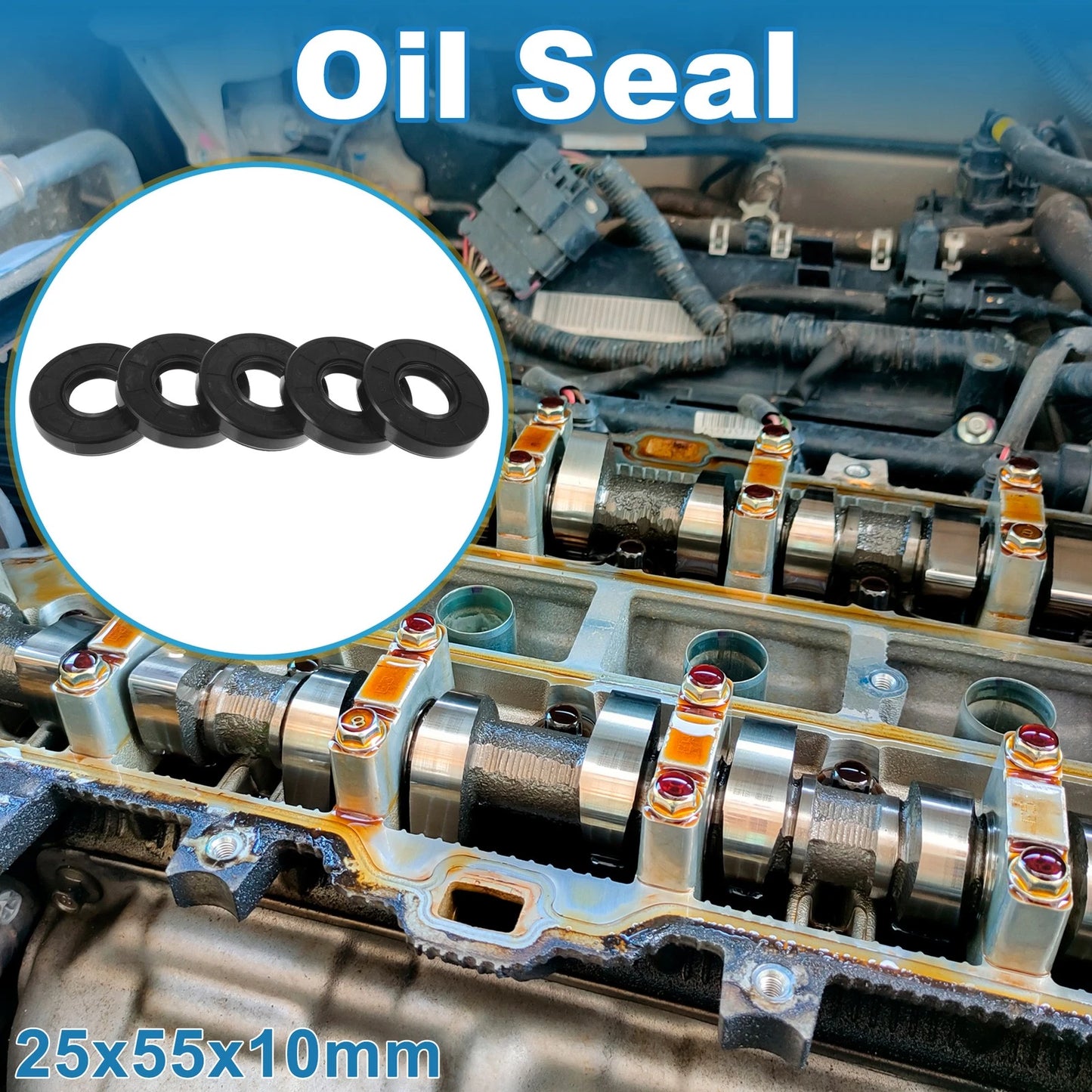 Oil Seal 25x55x10mm Nitrile Rubber Black 5 pcs for Make Model