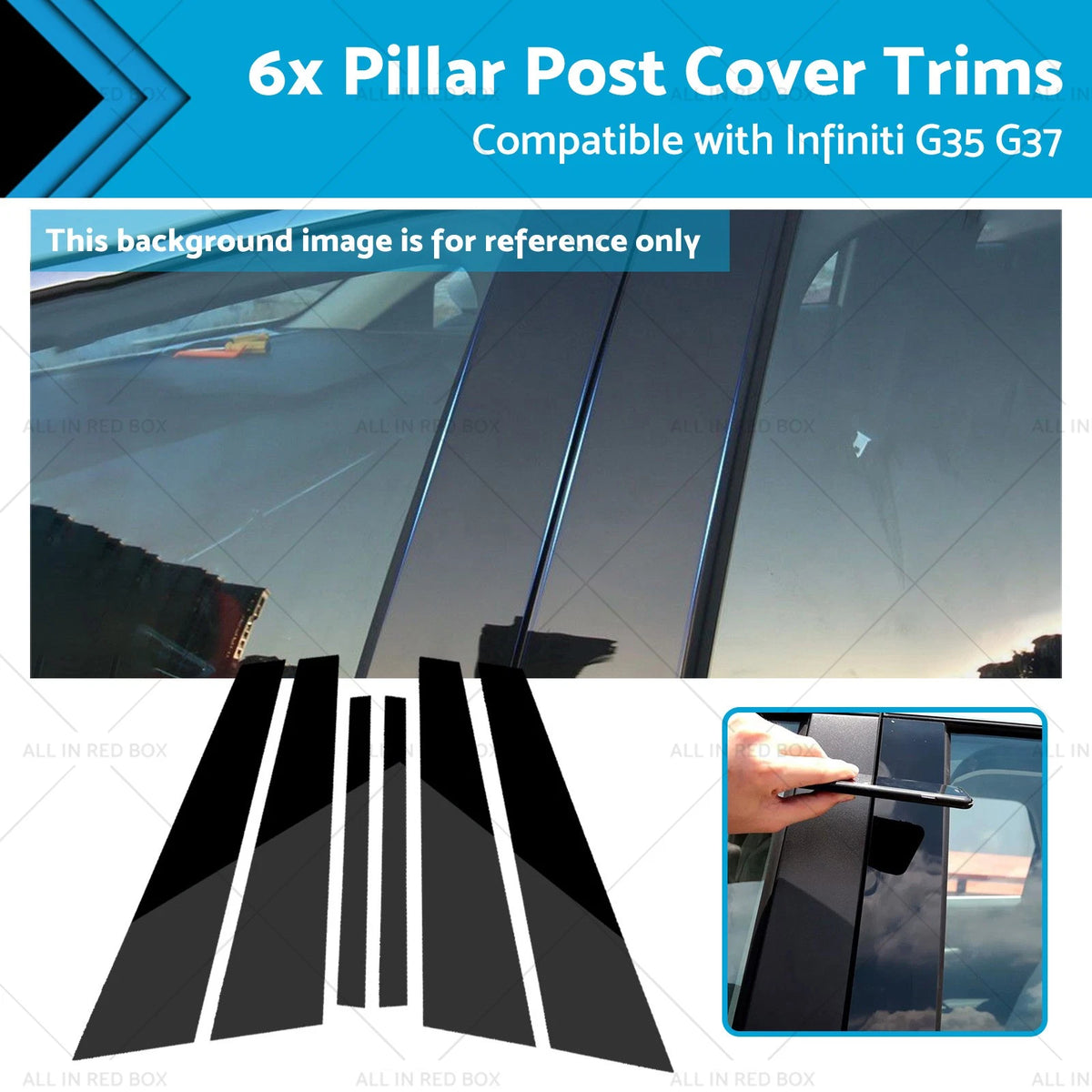 6 x Black Pillar Post Covers for Infiniti G35 G37 Sedan (2002-2013)