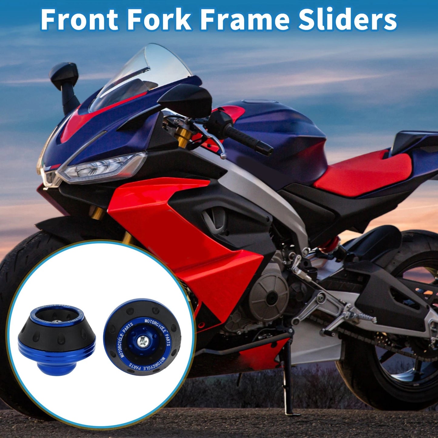 Front Fork Frame Slider 2 x Aluminum Alloy Blue Protection for Motorcycle