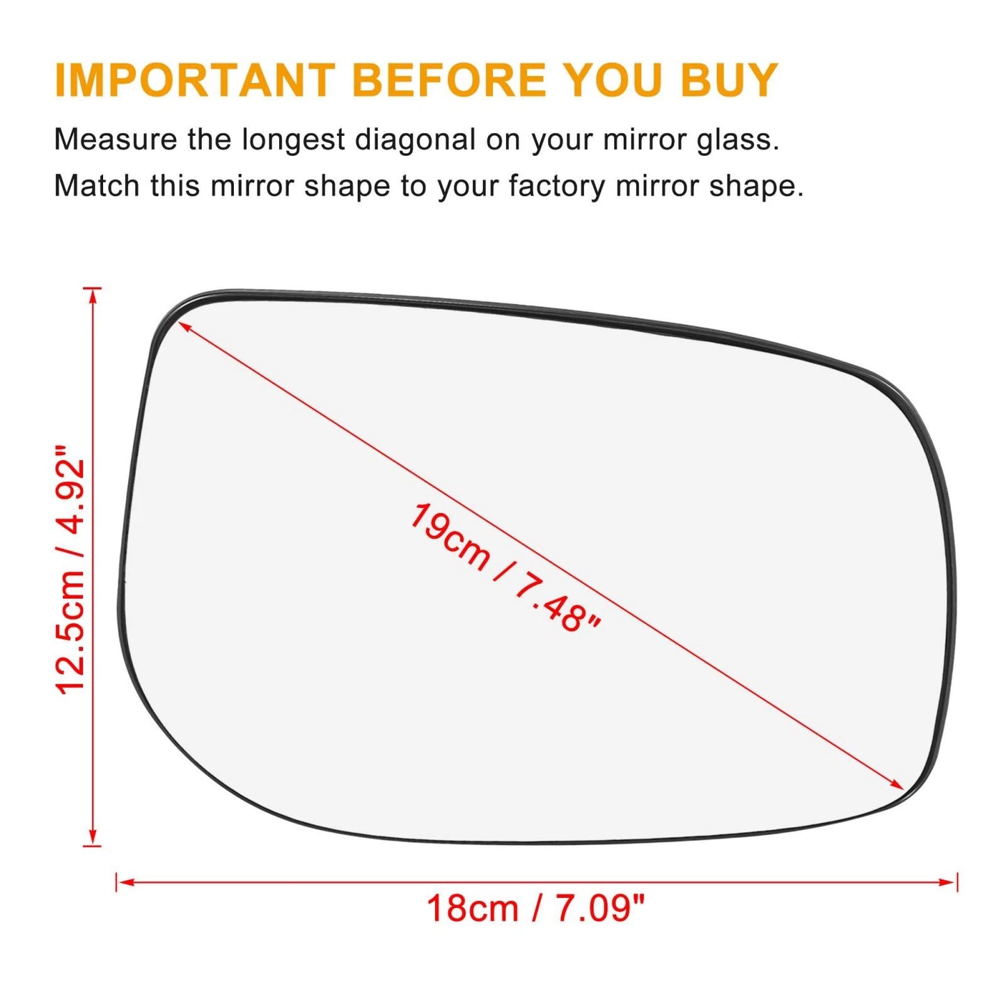 Right Side Mirror Glass with Backing Plate for Toyota