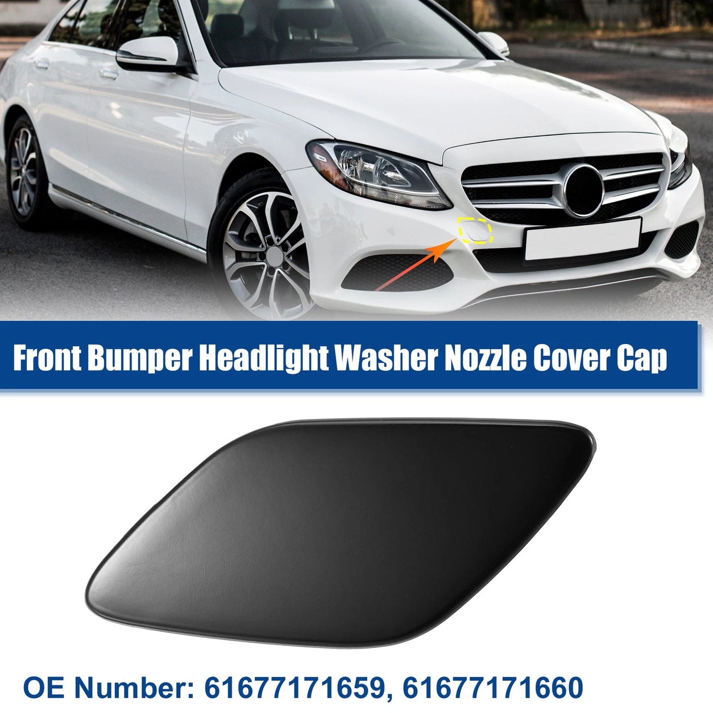 Front Left Bumper Headlight Washer Nozzle Cover Cap for BMW 328i Black