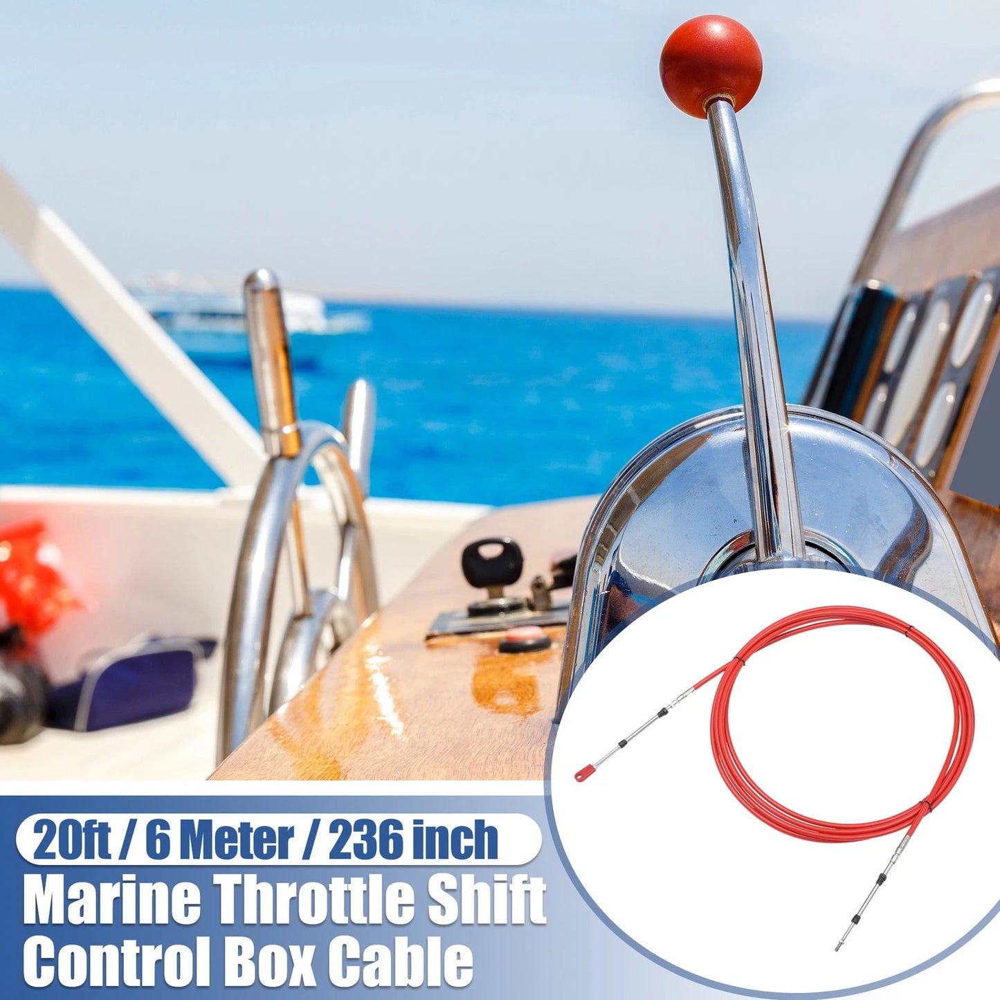 2 x Marine Throttle Shift Control Box Cable with Clevis Red for Boats