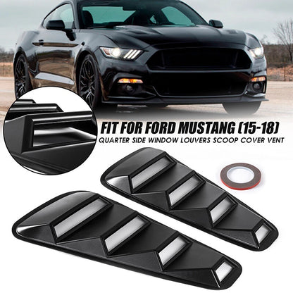 Black 1/4 Quarter Window Louvers Scoop Cover for Ford Mustang (2015-2018)