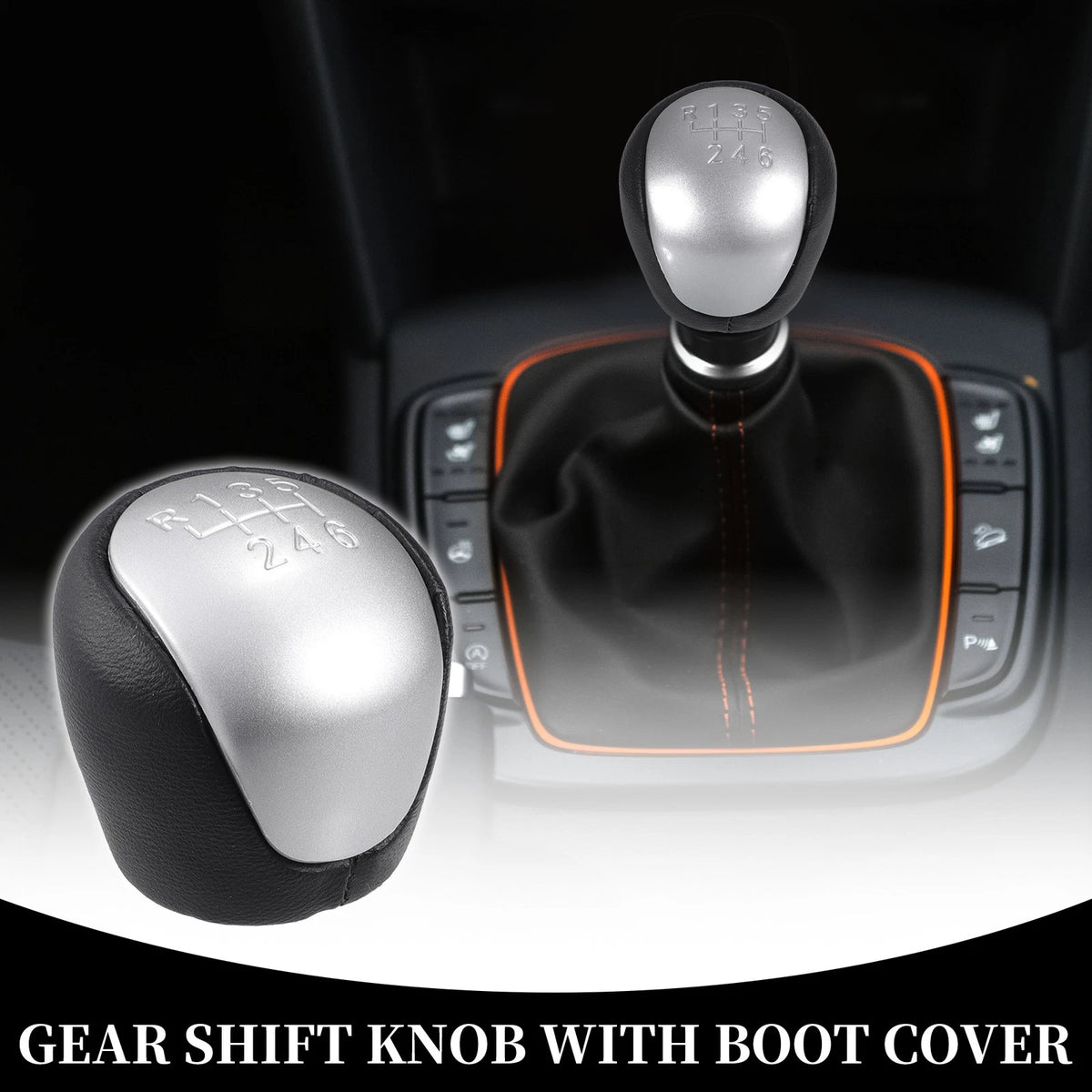 6 Speed Manual Gear Shift Knob for Hyundai IX35 (2009-2015) Black Leather