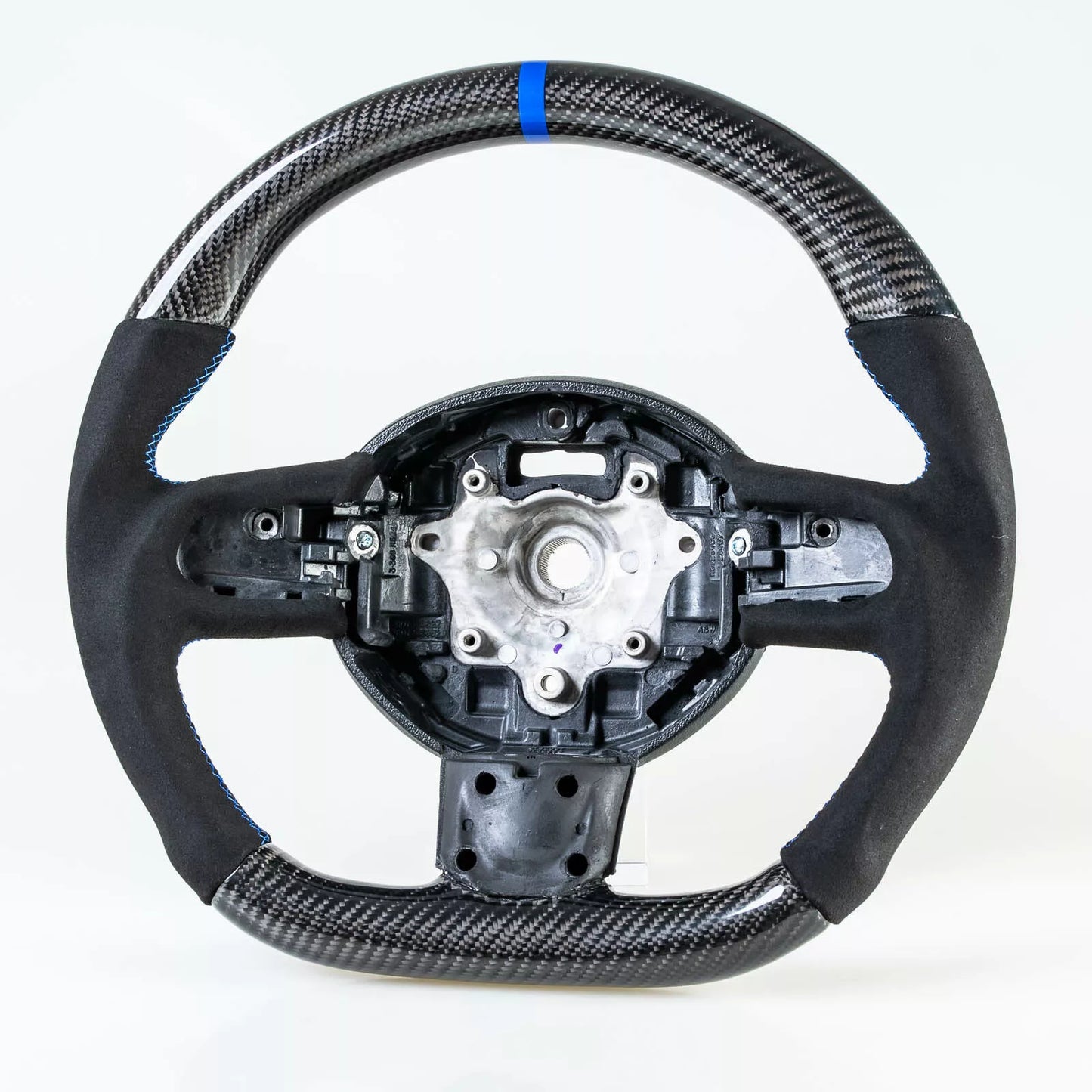 Flat Bottom Carbon Suede Blue Steering Wheel for Mini R55 R56 R57 R58 R60 R61 (2006-2019)