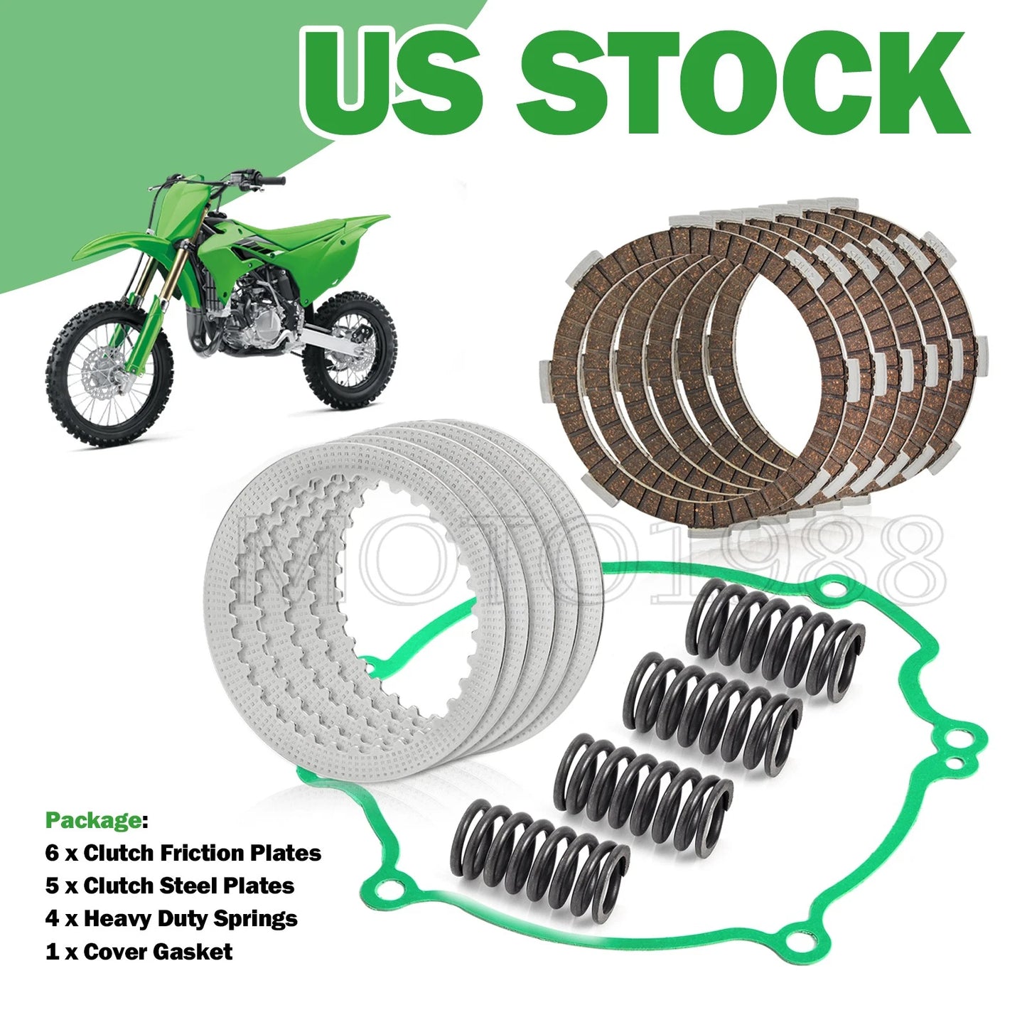 Clutch Kit Steel Friction Plates Springs Gasket for Kawasaki KX80 (1998–2000)