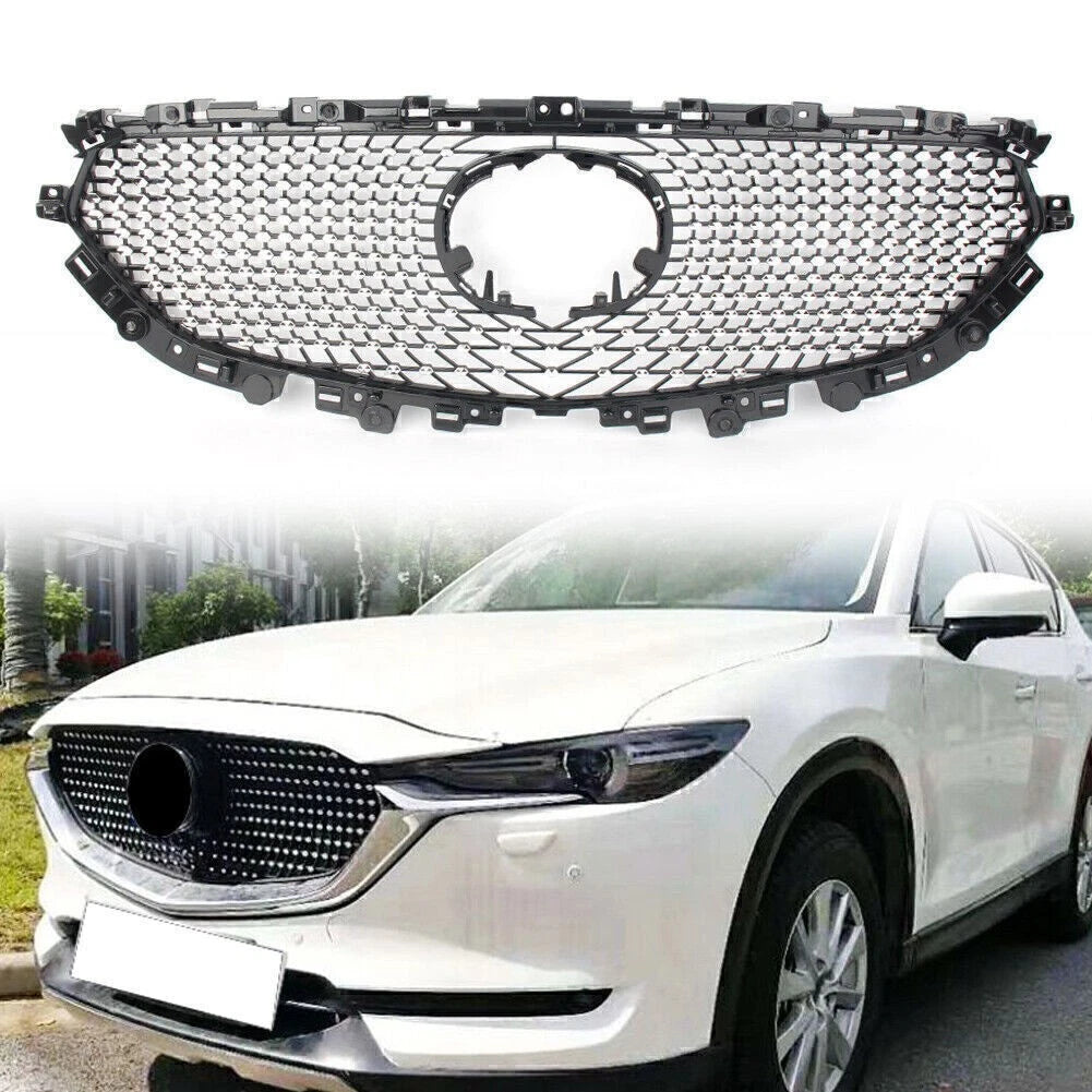 Front Upper Bumper Grille for Mazda CX-5 2017-2021 Black Grille Cover