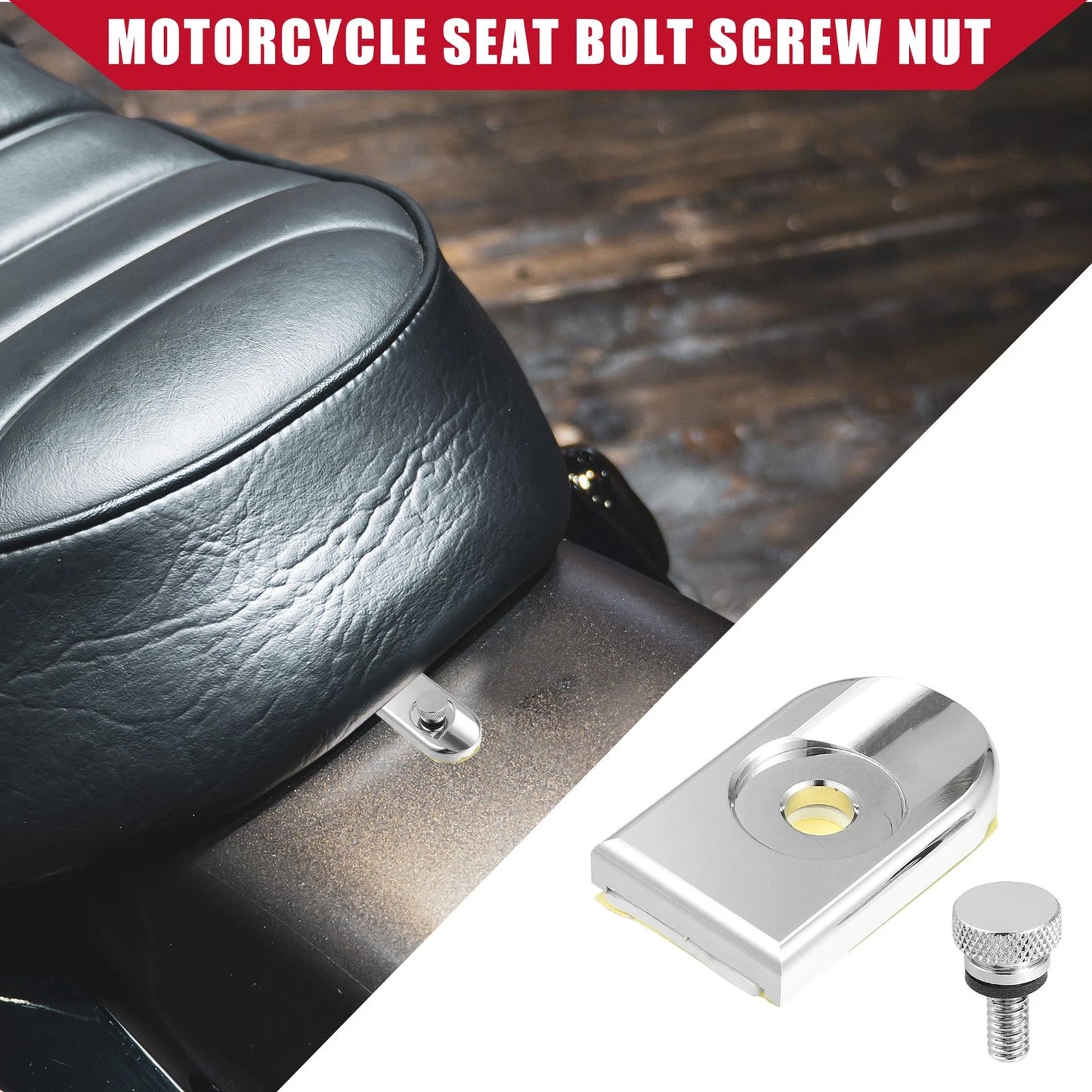 1 Set Motorcycle Seat Bolt Screw with Cover for Harley-Davidson Silver Tone