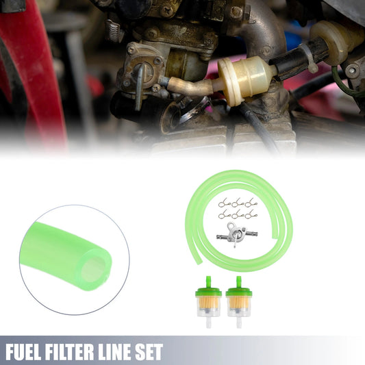 1x Motorcycle Fuel Line Clamps with 2 Fuel Filter for CRF50 70 90 ATV Green