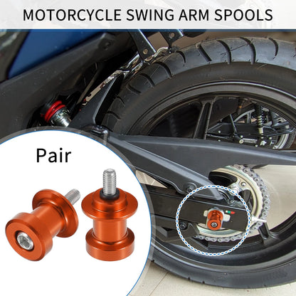 Pair / 6mm / Swingarm Spools for Motorcycle Orange