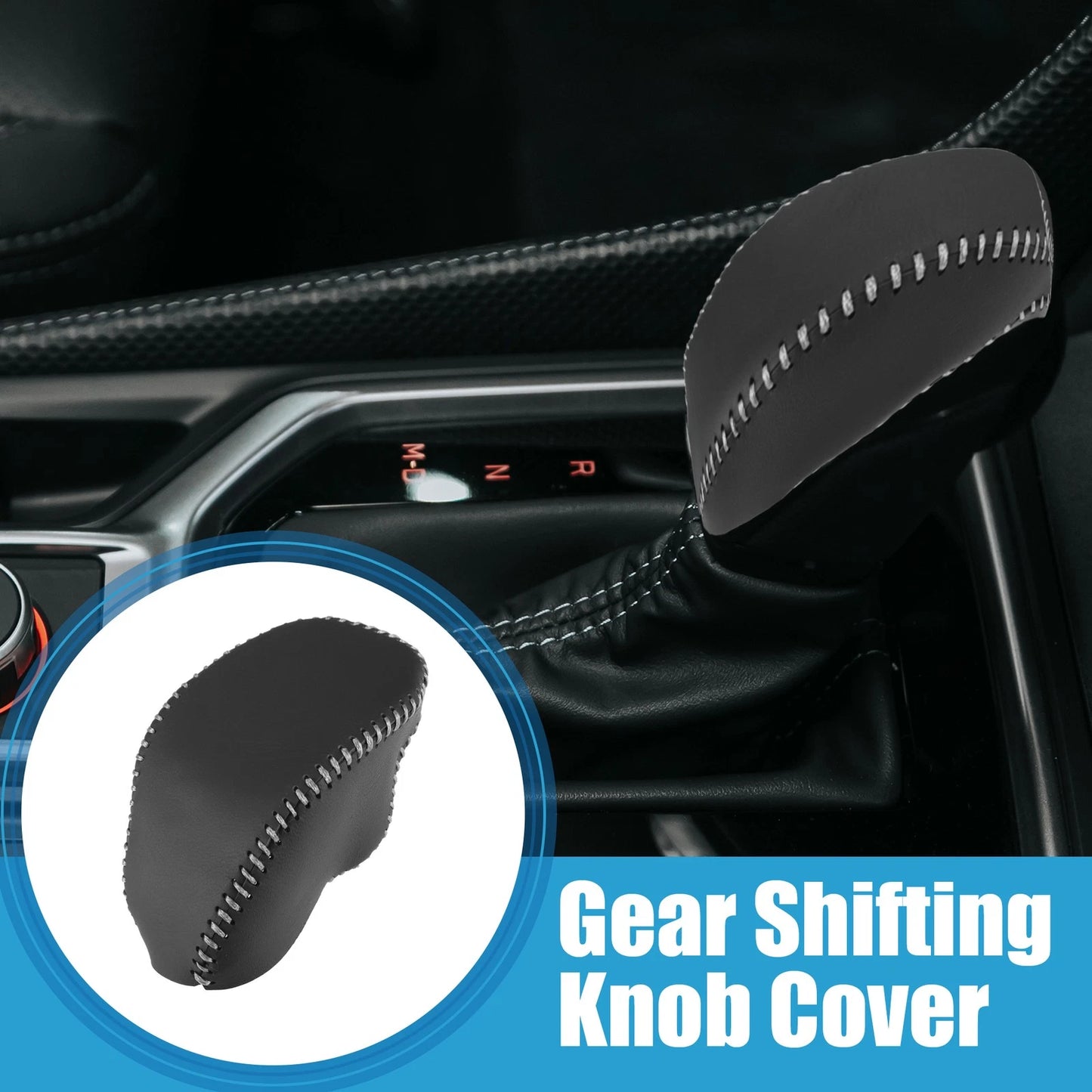 Auto Gear Shifting Knob Cover for Toyota RAV4 (2019-2023) Black Gray Stitches