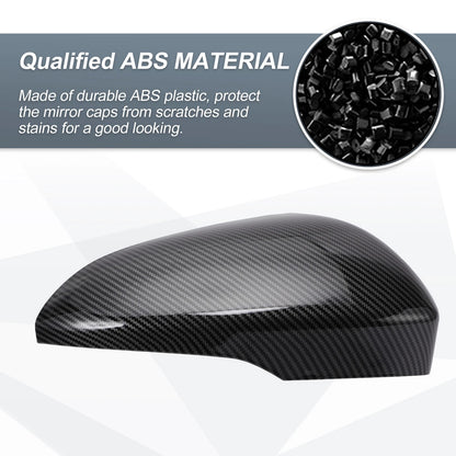 Rearview Mirror Cover Cap 2 x Black Carbon Fiber for Ford Fusion (2013-2019)